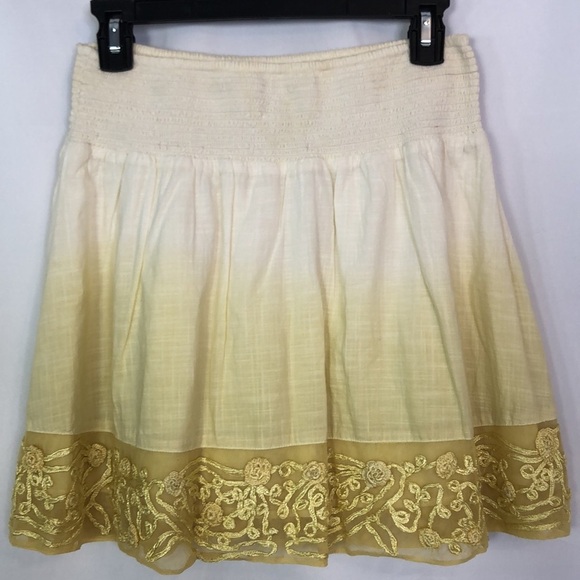 Free People Cream and Gold Mini Skater Skirt Size M - Picture 5 of 12